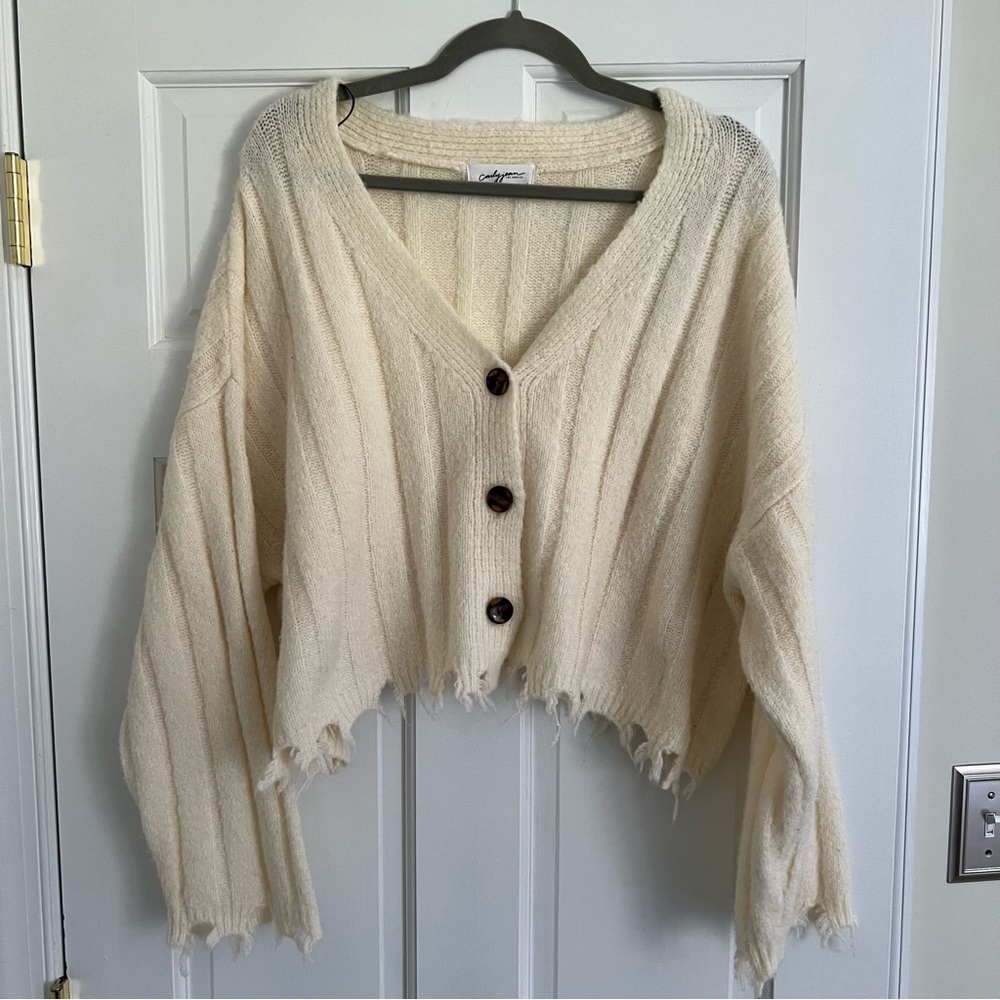 Carly Jean Los Angeles Raw Hem Cardigan